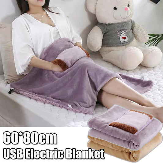 USB Heated Shawl Soft Plush Flannel Blanket