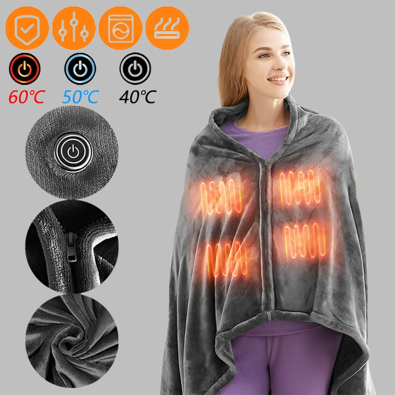 Electric Heated Warm Shawl Plush Throw Blanket