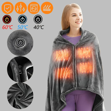 Electric Heated Warm Shawl Plush Throw Blanket